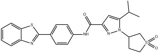 N-[4-(1,3-benzothiazol-2-yl)phenyl]-1-(1,1-dioxothiolan-3-yl)-5-propan-2-ylpyrazole-3-carboxamide Structural