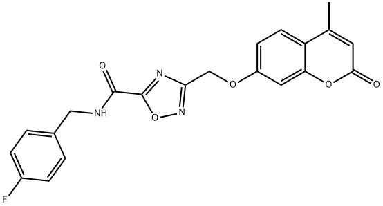 N-[(4-fluorophenyl)methyl]-3-[(4-methyl-2-oxochromen-7-yl)oxymethyl]-1,2,4-oxadiazole-5-carboxamide Structural