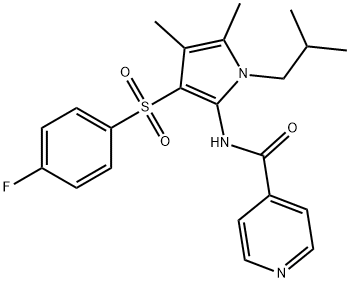 N-[3-(4-fluorophenyl)sulfonyl-4,5-dimethyl-1-(2-methylpropyl)pyrrol-2-yl]pyridine-4-carboxamide Structural