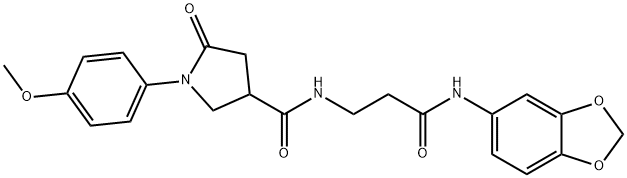 N-[3-(1,3-benzodioxol-5-ylamino)-3-oxopropyl]-1-(4-methoxyphenyl)-5-oxopyrrolidine-3-carboxamide Structural