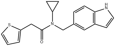 N-cyclopropyl-N-(1H-indol-5-ylmethyl)-2-thiophen-2-ylacetamide Structural