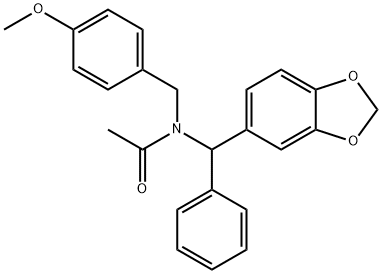 N-[1,3-benzodioxol-5-yl(phenyl)methyl]-N-[(4-methoxyphenyl)methyl]acetamide Structural