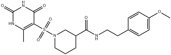N-[2-(4-methoxyphenyl)ethyl]-1-[(6-methyl-2,4-dioxo-1H-pyrimidin-5-yl)sulfonyl]piperidine-3-carboxamide Structural