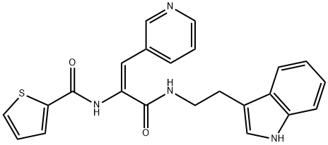 N-[(E)-3-[2-(1H-indol-3-yl)ethylamino]-3-oxo-1-pyridin-3-ylprop-1-en-2-yl]thiophene-2-carboxamide Structural