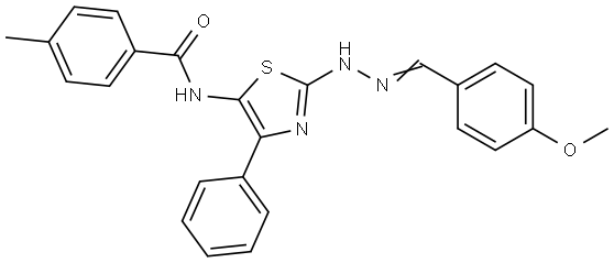 N-[2-[(2Z)-2-[(4-methoxyphenyl)methylidene]hydrazinyl]-4-phenyl-1,3-thiazol-5-yl]-4-methylbenzamide Structural