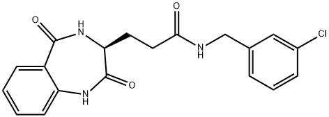 N-[(3-chlorophenyl)methyl]-3-[(3S)-2,5-dioxo-3,4-dihydro-1H-1,4-benzodiazepin-3-yl]propanamide Structural
