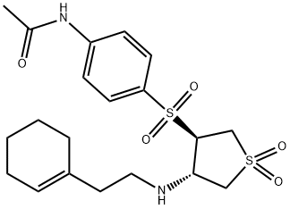 N-[4-[(3R,4S)-4-[2-(cyclohexen-1-yl)ethylamino]-1,1-dioxothiolan-3-yl]sulfonylphenyl]acetamide Structural