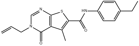 N-(4-ethylphenyl)-5-methyl-4-oxo-3-prop-2-enylthieno[2,3-d]pyrimidine-6-carboxamide Structural