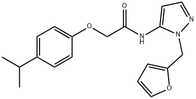 N-[2-(furan-2-ylmethyl)pyrazol-3-yl]-2-(4-propan-2-ylphenoxy)acetamide Structural