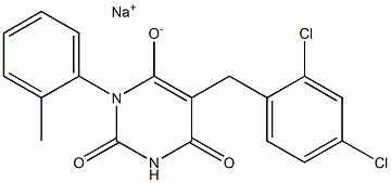 sodium 5-[(2,4-dichlorophenyl)methyl]-3-(2-methylphenyl)-2,6-dioxopyrimidin-4-olate Structural