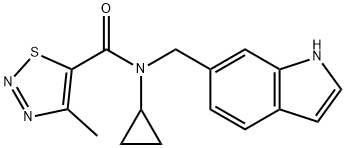 N-cyclopropyl-N-(1H-indol-6-ylmethyl)-4-methylthiadiazole-5-carboxamide Structural
