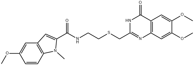 N-[2-[(6,7-dimethoxy-4-oxo-1H-quinazolin-2-yl)methylsulfanyl]ethyl]-5-methoxy-1-methylindole-2-carboxamide Structural