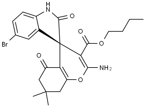 butyl (3S)-2'-amino-5-bromo-7',7'-dimethyl-2,5'-dioxospiro[1H-indole-3,4'-6,8-dihydrochromene]-3'-carboxylate Structural