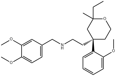 N-[(3,4-dimethoxyphenyl)methyl]-2-[(4R)-2-ethyl-4-(2-methoxyphenyl)-2-methyloxan-4-yl]ethanamine Structural