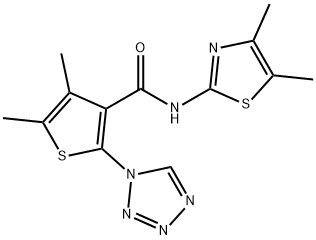 N-(4,5-dimethyl-1,3-thiazol-2-yl)-4,5-dimethyl-2-(tetrazol-1-yl)thiophene-3-carboxamide Structural