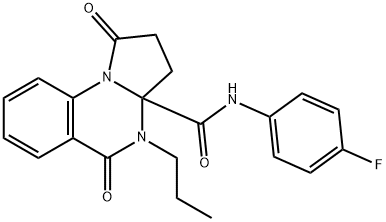 N-(4-fluorophenyl)-1,5-dioxo-4-propyl-2,3-dihydropyrrolo[1,2-a]quinazoline-3a-carboxamide Structural