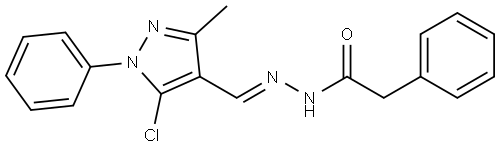 N-[(E)-(5-chloro-3-methyl-1-phenylpyrazol-4-yl)methylideneamino]-2-phenylacetamide Structural