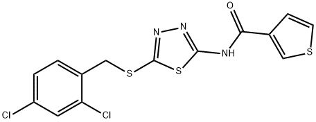 N-[5-[(2,4-dichlorophenyl)methylsulfanyl]-1,3,4-thiadiazol-2-yl]thiophene-3-carboxamide Structural