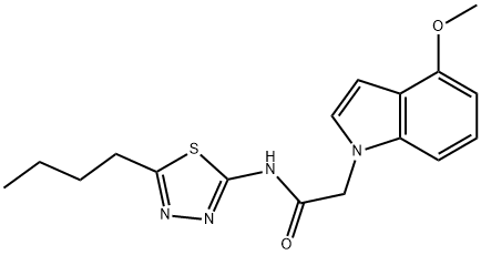 N-(5-butyl-1,3,4-thiadiazol-2-yl)-2-(4-methoxyindol-1-yl)acetamide Structural