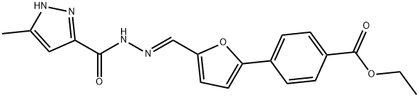 ethyl 4-[5-[(E)-[(5-methyl-1H-pyrazole-3-carbonyl)hydrazinylidene]methyl]furan-2-yl]benzoate Structural
