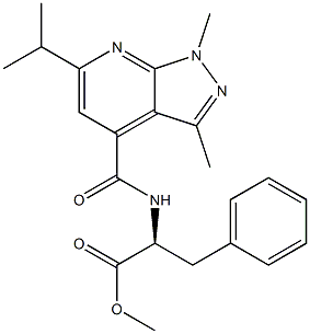 methyl (2S)-2-[(1,3-dimethyl-6-propan-2-ylpyrazolo[3,4-b]pyridine-4-carbonyl)amino]-3-phenylpropanoate Structural
