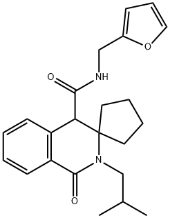 N-(furan-2-ylmethyl)-2-(2-methylpropyl)-1-oxospiro[4H-isoquinoline-3,1'-cyclopentane]-4-carboxamide Structural