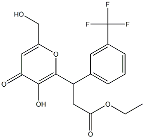 ethyl 3-[3-hydroxy-6-(hydroxymethyl)-4-oxopyran-2-yl]-3-[3-(trifluoromethyl)phenyl]propanoate Structural