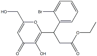 ethyl 3-(2-bromophenyl)-3-[3-hydroxy-6-(hydroxymethyl)-4-oxopyran-2-yl]propanoate Structural