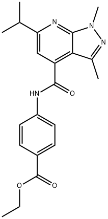 ethyl 4-[(1,3-dimethyl-6-propan-2-ylpyrazolo[3,4-b]pyridine-4-carbonyl)amino]benzoate Structural