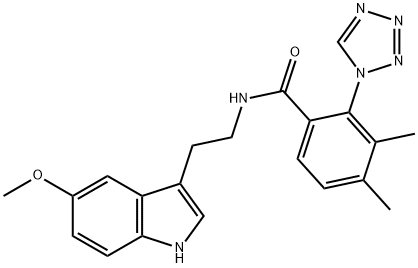 N-[2-(5-methoxy-1H-indol-3-yl)ethyl]-3,4-dimethyl-2-(tetrazol-1-yl)benzamide Structural
