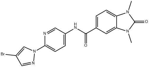 N-[6-(4-bromopyrazol-1-yl)pyridin-3-yl]-1,3-dimethyl-2-oxobenzimidazole-5-carboxamide Structural