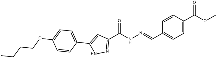 methyl 4-[(E)-[[3-(4-butoxyphenyl)-1H-pyrazole-5-carbonyl]hydrazinylidene]methyl]benzoate Structural