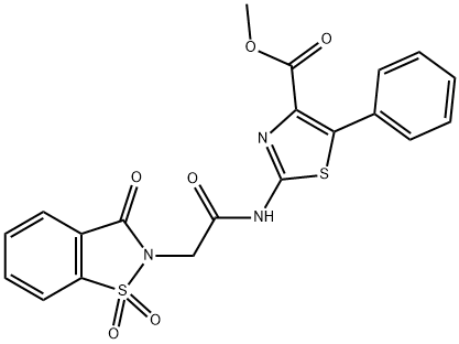 methyl 5-phenyl-2-[[2-(1,1,3-trioxo-1,2-benzothiazol-2-yl)acetyl]amino]-1,3-thiazole-4-carboxylate Structural
