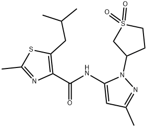 N-[2-(1,1-dioxothiolan-3-yl)-5-methylpyrazol-3-yl]-2-methyl-5-(2-methylpropyl)-1,3-thiazole-4-carboxamide Structural