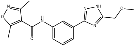 N-[3-[5-(methoxymethyl)-1H-1,2,4-triazol-3-yl]phenyl]-3,5-dimethyl-1,2-oxazole-4-carboxamide Structural