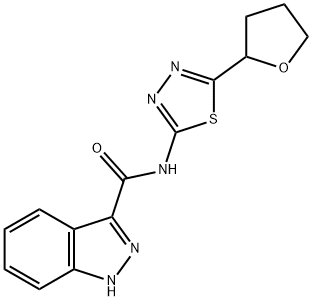 N-[5-(oxolan-2-yl)-1,3,4-thiadiazol-2-yl]-1H-indazole-3-carboxamide Structural