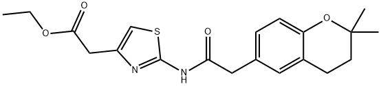 ethyl 2-[2-[[2-(2,2-dimethyl-3,4-dihydrochromen-6-yl)acetyl]amino]-1,3-thiazol-4-yl]acetate Structural