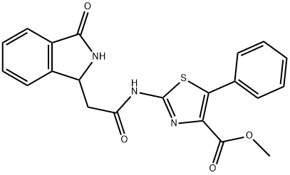 methyl 2-[[2-(3-oxo-1,2-dihydroisoindol-1-yl)acetyl]amino]-5-phenyl-1,3-thiazole-4-carboxylate Structural