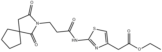 ethyl 2-[2-[3-(1,3-dioxo-2-azaspiro[4.4]nonan-2-yl)propanoylamino]-1,3-thiazol-4-yl]acetate Structural
