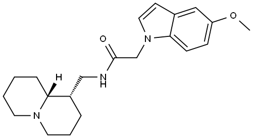 N-[[(1S,9aR)-2,3,4,6,7,8,9,9a-octahydro-1H-quinolizin-1-yl]methyl]-2-(5-methoxyindol-1-yl)acetamide Structural