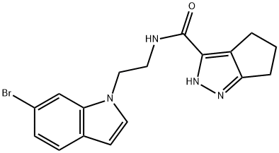 N-[2-(6-bromoindol-1-yl)ethyl]-1,4,5,6-tetrahydrocyclopenta[c]pyrazole-3-carboxamide Structural