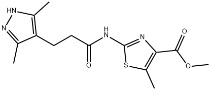methyl 2-[3-(3,5-dimethyl-1H-pyrazol-4-yl)propanoylamino]-5-methyl-1,3-thiazole-4-carboxylate Structural