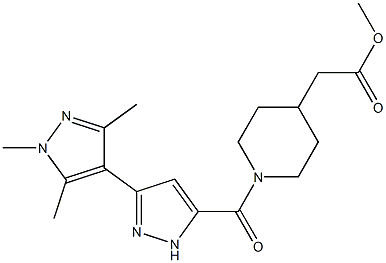 methyl 2-[1-[3-(1,3,5-trimethylpyrazol-4-yl)-1H-pyrazole-5-carbonyl]piperidin-4-yl]acetate Structural
