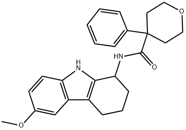 N-(6-methoxy-2,3,4,9-tetrahydro-1H-carbazol-1-yl)-4-phenyloxane-4-carboxamide Structural