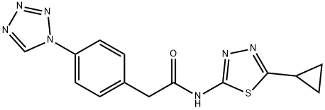 N-(5-cyclopropyl-1,3,4-thiadiazol-2-yl)-2-[4-(tetrazol-1-yl)phenyl]acetamide Structural
