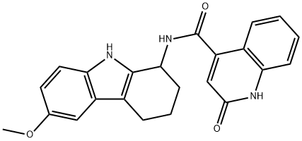 N-(6-methoxy-2,3,4,9-tetrahydro-1H-carbazol-1-yl)-2-oxo-1H-quinoline-4-carboxamide Structural