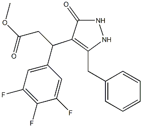 methyl 3-(3-benzyl-5-oxo-1,2-dihydropyrazol-4-yl)-3-(3,4,5-trifluorophenyl)propanoate Structural