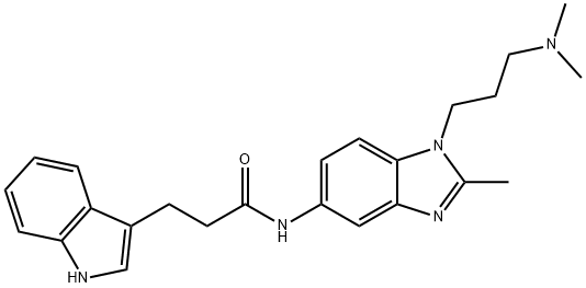 N-[1-[3-(dimethylamino)propyl]-2-methylbenzimidazol-5-yl]-3-(1H-indol-3-yl)propanamide Structural