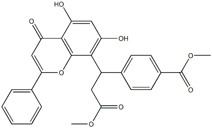 methyl 4-[1-(5,7-dihydroxy-4-oxo-2-phenylchromen-8-yl)-3-methoxy-3-oxopropyl]benzoate Structural