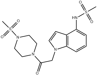 N-[1-[2-(4-methylsulfonylpiperazin-1-yl)-2-oxoethyl]indol-4-yl]methanesulfonamide Structural